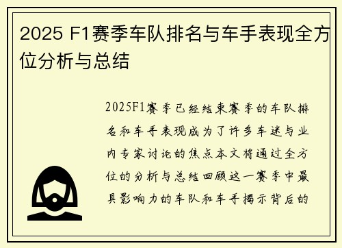 2025 F1赛季车队排名与车手表现全方位分析与总结