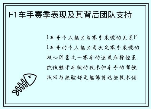 F1车手赛季表现及其背后团队支持